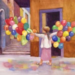 The Balloon Seller Watercolor painting