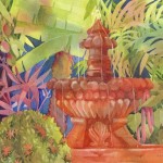 Fountain in San Miquel Watercolor Painting