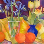 Tulips and Iris Watercolor Painting